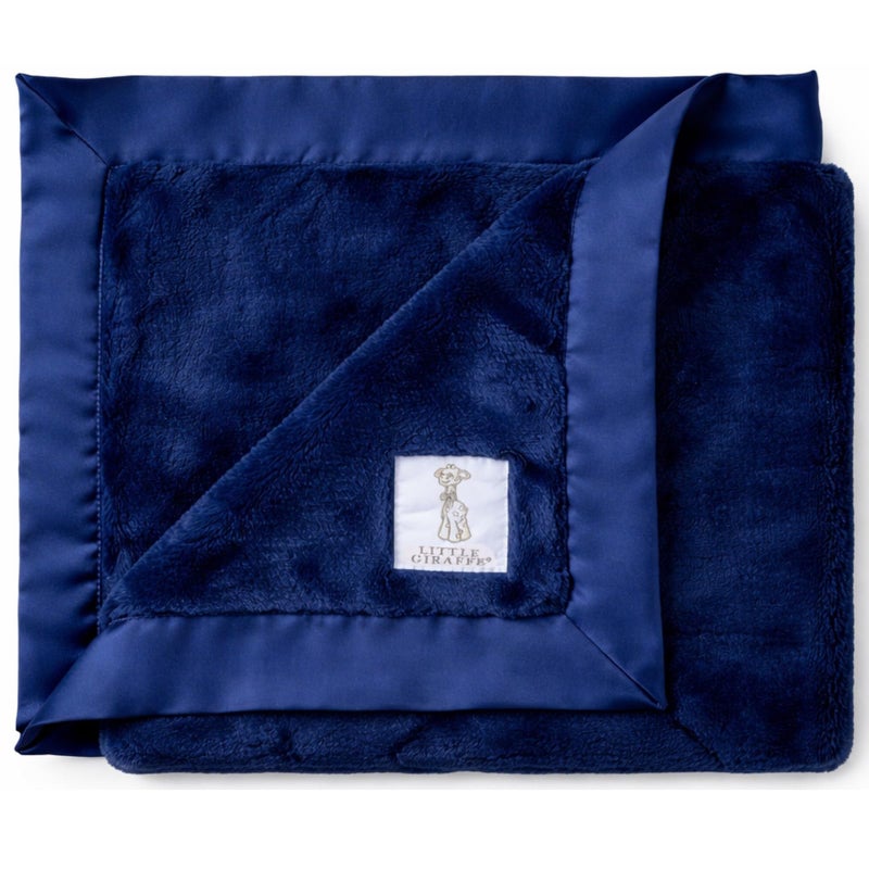 Little Giraffe Luxe Baby Blanket â€“ 29x35â€ Satin Trim, Midnight | Ultra-Soft, Hypoallergenic Stroller & Nursery Blanket | Perfect for Newborns & Toddlers - Image 1